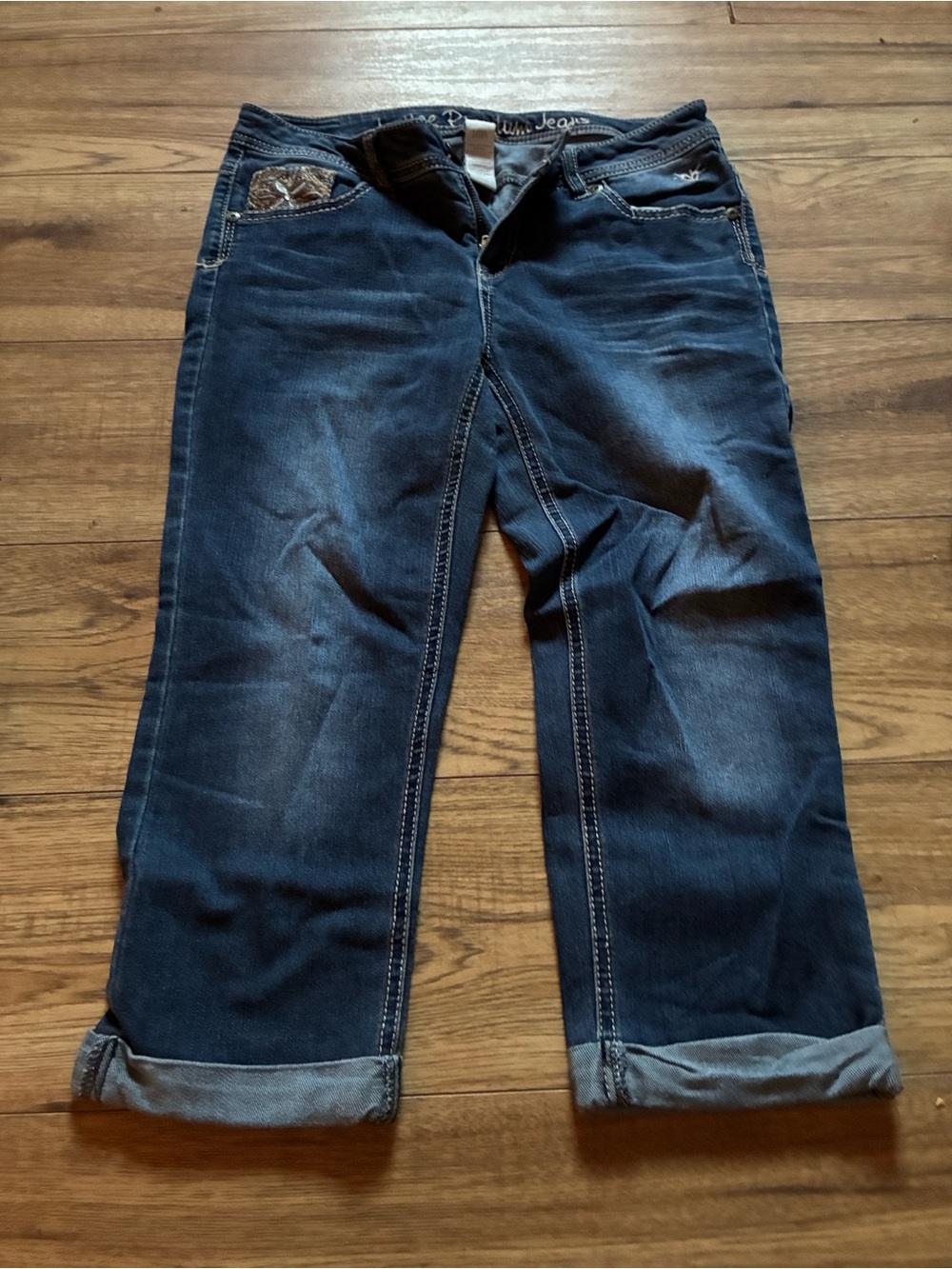 Justice Dark Blue Rolled Cuff Girls' Jeans